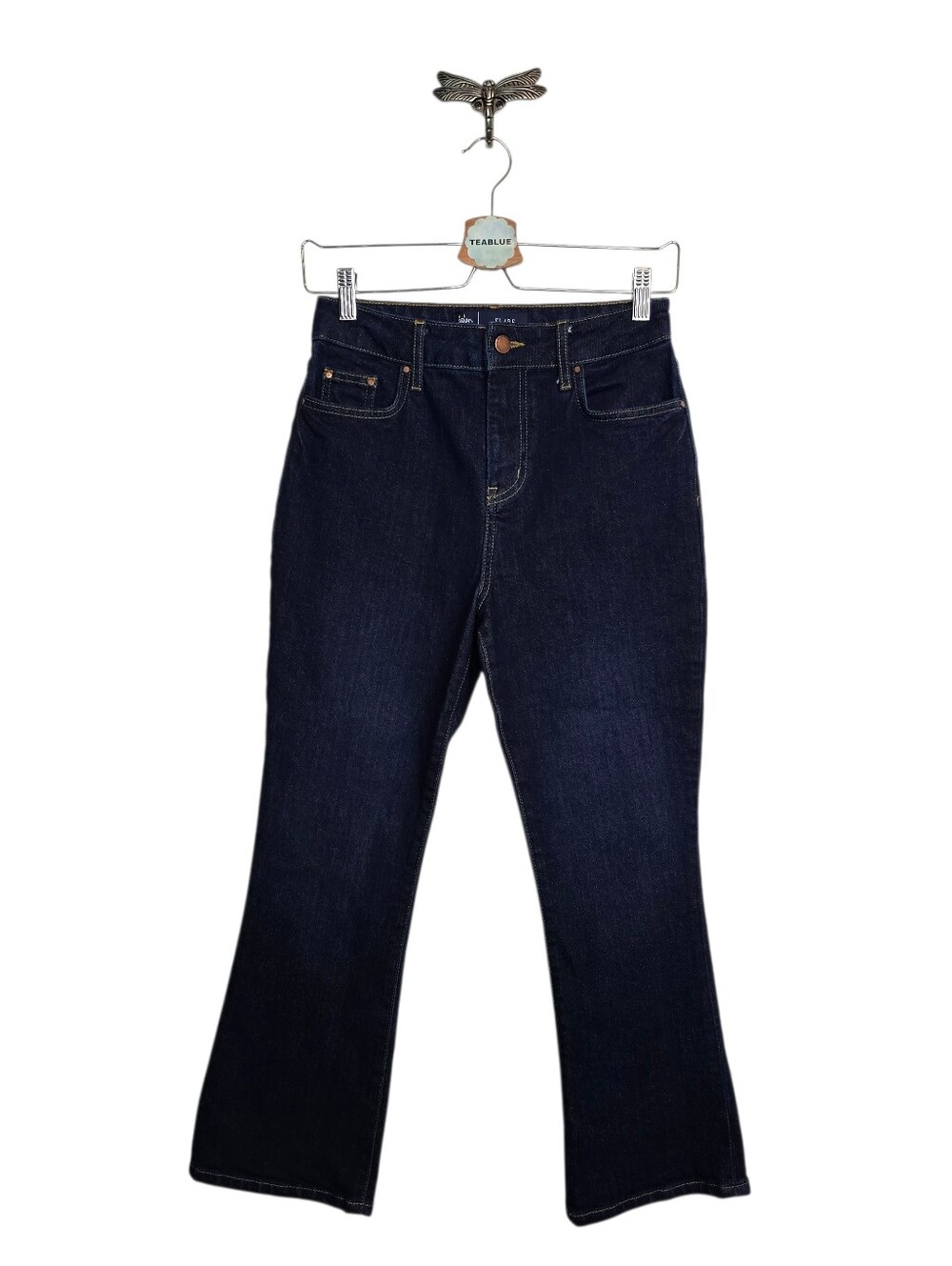 Boden 4 Petite Women's High Rise Dark Wash Cropped Flare Jean Size 4P
